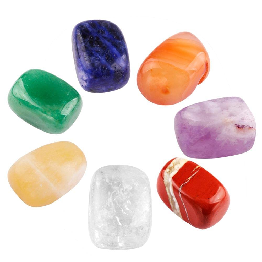 Kit de cristales, 7 piedras de chakra y 7 puntos de Cono de Chakra Generador de energía para Reiki, conjunto de meditación de equilibrio-Conjunto de cuarzo rosa