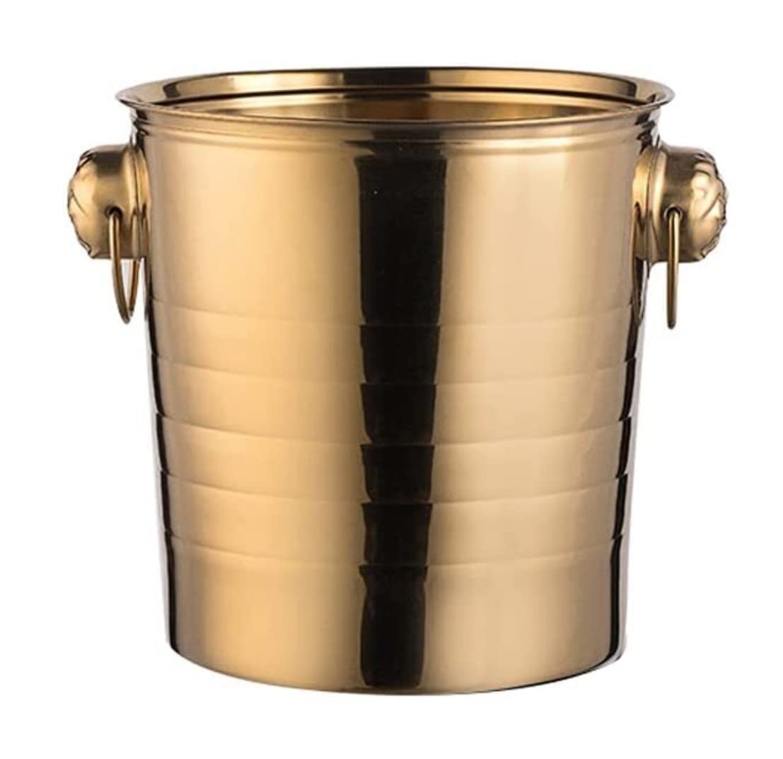 HALAHAI Trash Can Garbage Bin Ice Bucket Stainless Steel Ice Bucket Suitable For Bar Banquet Trash Can Kitchen Bathroom (Blue : Gold, Size : 5L)