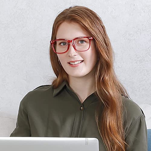 Image of Cyxus Computer Glasses Blue Light Blocking for Women Men Gaming Eyewear Reduce Eyestrain (8082T57,Rose red)