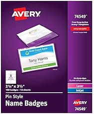 Avery Pin Style Top-Loading Name Badges, 2.25 x 3.5 Inches ...
