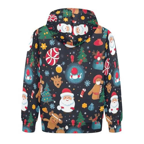 Kids Hoodies Sweaters Christmas Xmas Santa Claus Hooded Sweatshirts with Big Pockets for Boys Girls B04003522