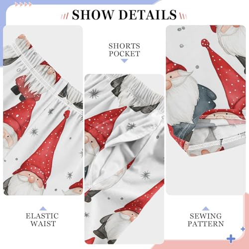 Boys' Pants Watercolor Christmas Red Hat Gnomes Long Bottoms Jogger Pants Elastic Waist Trousers with Pockets S-XL4