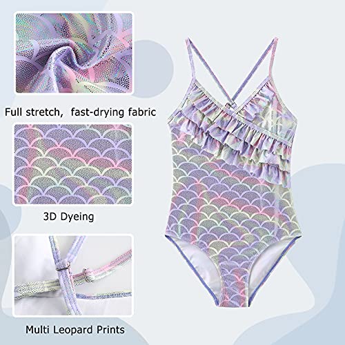 Image of Girls One Piece Swimsuits Mermaid Bathing Suits Summer Swimsuit 2-14 Years