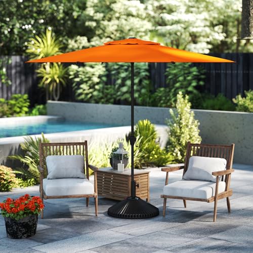 Image of Abba Patio 9FT Lyon Outdoor Patio Umbrella Outdoor Table Umbrella with Crank Market Umbrella 8 Sturdy Ribs UV Protection Waterproof and Push Button Tilt for Garden Deck Backyard Pool,Orange