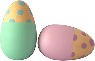 Shumee Toys - Wooden Egg Shakers for Babies (6 Months+) - Musical Rattle Montessori Toy - Set of 2 Easter Eggs (Teal and Purple Dots)