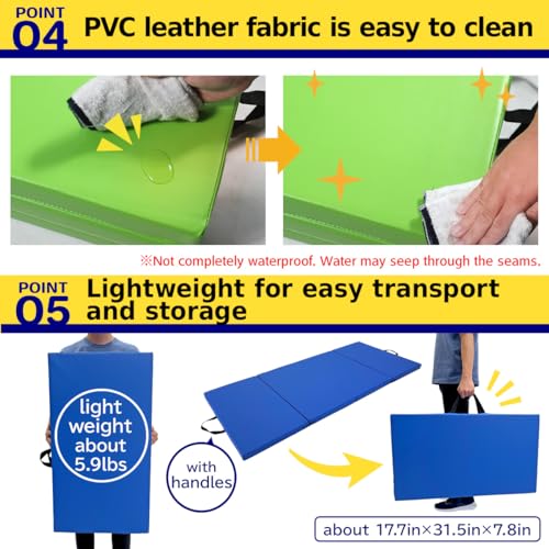 Gymnastics Mat Folding Stretch Mats 71"x31"x2" Exercise Muscle Training Children Play Horizontal Bar Mat Yoga Sports Soundproof Home Use - Image 6