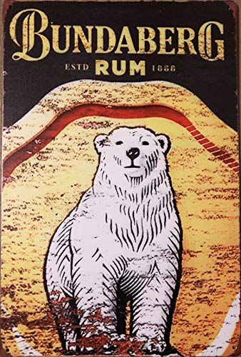 LOQHPW Bundaberg Rum Garage - Letrero de metal rústico vintage para cobertizo y bar