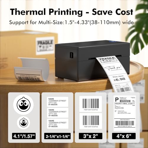 Image of Shipping Label Printer, Wireless 4x6 Label Printer for Shipping Packages & Small Business, Compatible with iPhone & Android, Windows & Mac, Bluetooth &USB Widely Used for Amazon, Shopify, USPS