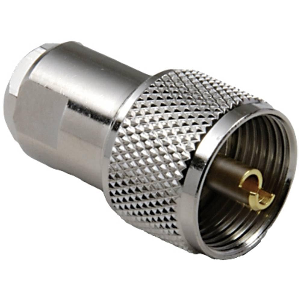 Conector UHF macho 0406080 con acabado metálico de alta resistencia y 50 Ohm