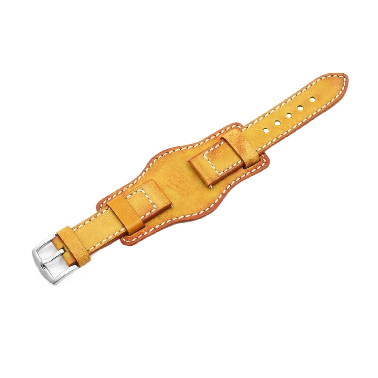 SDFFGHJ Leather Bund Strap Men's Watch Band 20mm 22mm 24mm Leather Cuff Watch Bracelet Yellow Blue Black Green Red Color Watch Strap