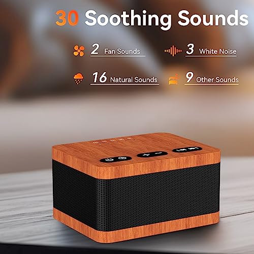 Image of DailyBody Sound Machine White Noise Machine with 30 Soothing Sounds 32 Levels Volume 5 Timers and Memory Function Effectively Blocks Noise Ideal Sleep Machine for Baby Kids Adults (Wood Grain)