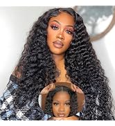Wear and Go Glueless Wigs Human Hair Pre Plucked Pre Cut Deep Wave Lace Front Wigs Human Hair Pre...