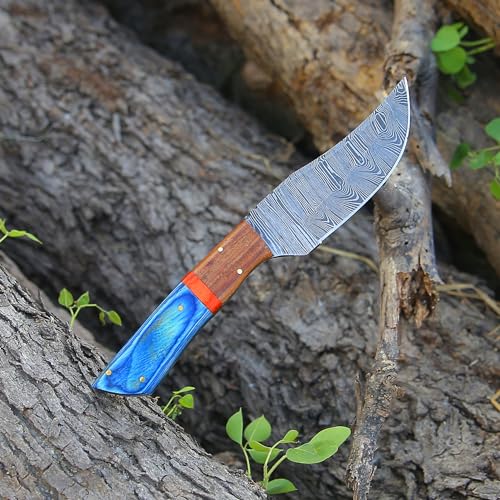 Custom Handmade Damascus Steel Hunting Knife – Fixed Blade Skinning Knives for Camping, Outdoor, Survival – Premium Damascus Blade with Sheath & Belt Loop – Tactical Bushcraft Hunting gear for Men by HUNTING HUNTS - Image 2