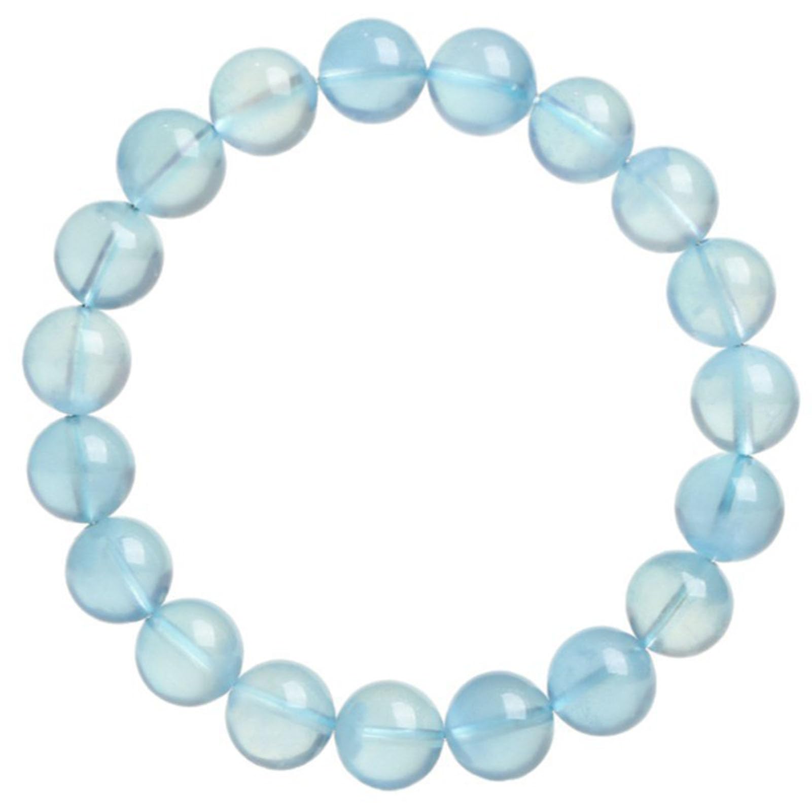 Natural Healing Aquamarine Gemstone Bracelet, Polished Round Stone Beads