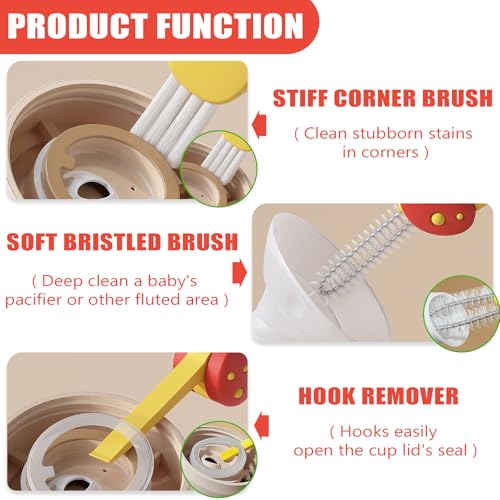 Image of Cup Lid Gap Cleaning Brush 3PCS Bottle Brushes 3 in 1 Cup Lid Gap Cleaner Crevice Cleaning Brush Home Kitchen Crevice Cleaning Tools (3PCS Style 2)