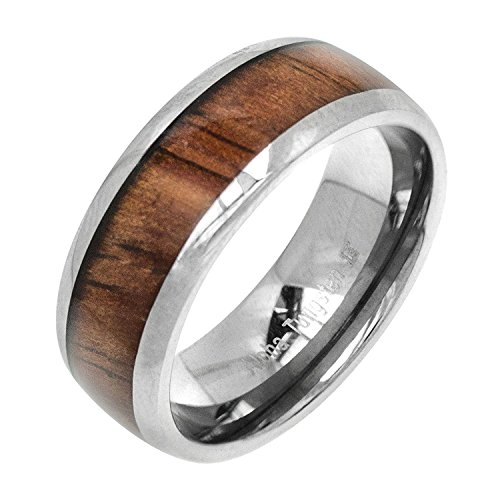 Aloha Jewelry Company Tungsten Carbide Genuine Hawaiian Koa Wood 8mm Comfort Fit Ring/Wedding Band (11)