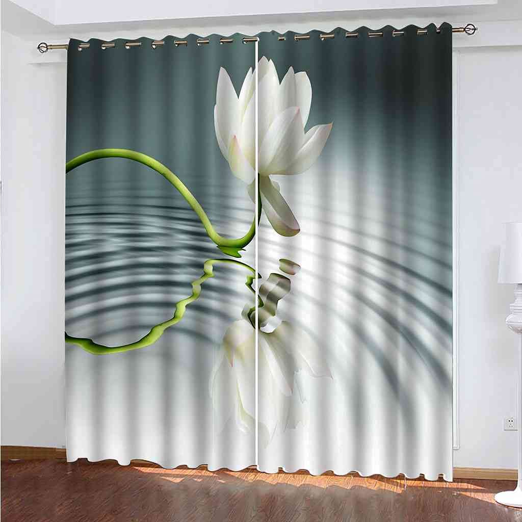 Rideaux isolants et phoniques anti-bruit avec impression 3D lotus pour chambre