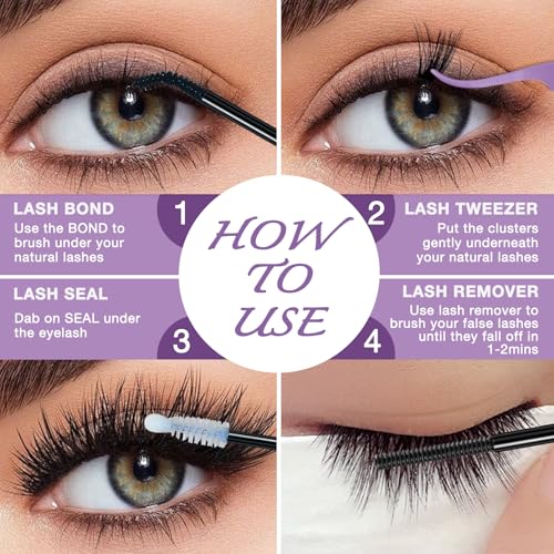 Proamate Individual Cluster Lashes DIY Eyelash Soft Natural Easy Fan Lash False Lashes for Personal Use at Home (3D Fluffy 60D+80D) - Image 4