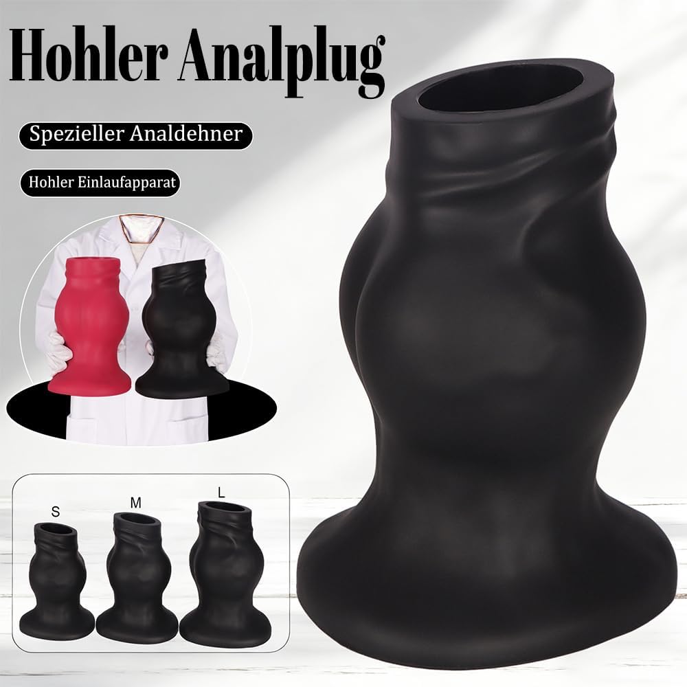 Hohl Anal Expander Dicker Analplug XXL Anal Spekulum Groß Buttplug Anal Expansion Spekulum Vagina Dilator Prostata Massage Einlauf Analdusche Tunnel Plug SM Sexspielzeug für Frauen Männer (Rot L)