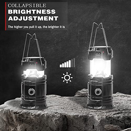 Led Camping Lantern Emergency Light Solar Ac Rechargeable, 4-Pack, Civikyle Portable Flashlight Outdoor Lamp Camping Accessories Gear Supplies Hurricane Storm Home Power Outage Kit #TOP2