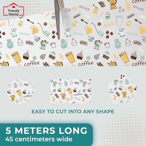 Image of Trendy Home Anti-Slip Mat 45 cm x 5 m for Drawers, Fridge & Shelf Liners | Printed Design, Non-Slip, Food Grade EVA, Washable Kitchen Mat, Brew Nest