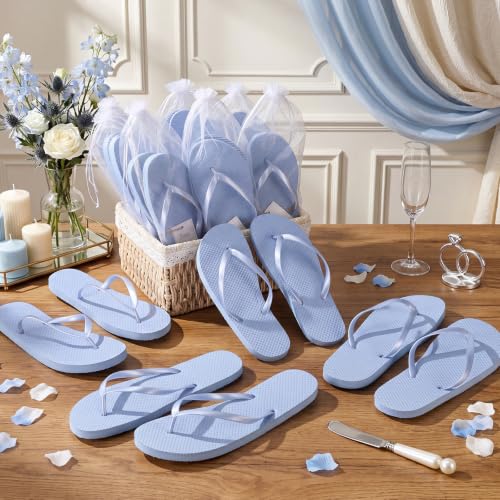 Image of Unittype Flip Flops Bulk for Wedding Guest Slippers Wedding Flip Flops with Cards Bags for Pool Beach Party
