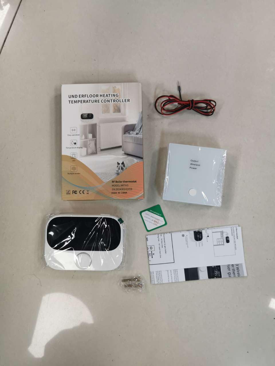 Termostato Intelligente per Riscaldamento Caldaia, RF433 980ft Wireless con Controllo Vocale APP, Touch Screen LED Programmabile IP20 Resistente all'Acqua USB Alimentato