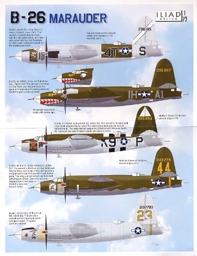 B-26 B/C Marauder: 320, 323, 344, 394 BG (1/72 Decals, Iliad 72005)