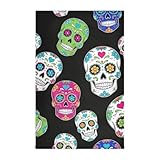 RPLIFE Geschirrtücher mit bunten Totenköpfen und Blumenmuster, 71,1 x 45,7 cm, 71,1 x 45,7 x 15,7 cm, Schwarz