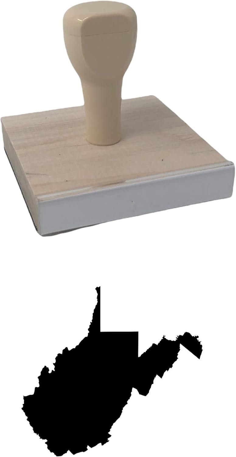 Infusion West Virginia State Rubber Stamp, 4 X 4'' Wood Stamp