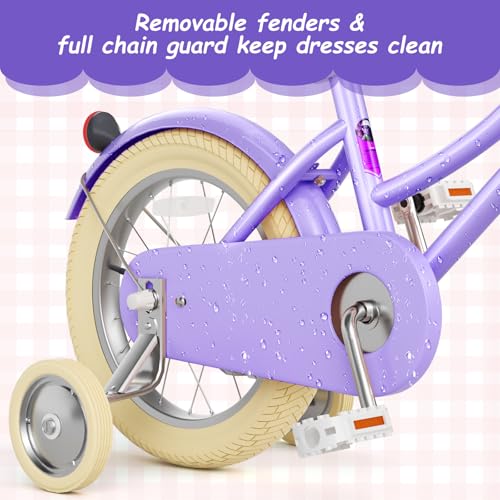 Image of 67i Girls Bike with Training Wheels 12 /14 /16 /20 Inch, Toddler Girl Bicycle for Ages 3-12, Bicicleta para Ninas with Basket, Bell, Adjustable Seat & Handlebar, Padded Seat, Chain Guard