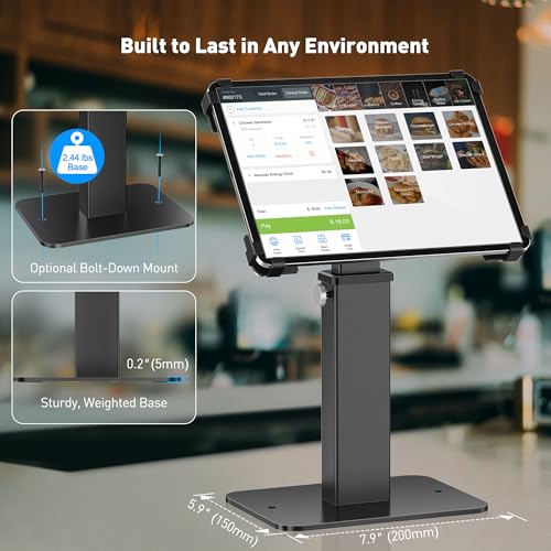 Image of AboveTEK Anti-Theft iPad Kiosk Stand, 360 Rotation & Adj. Height 8.3 inch-13.4 inch, Heavy-Duty Steel & Aluminum, Fits 9.7 inch-13 inch Tablets, Security Retail POS Tablet Stand for Business & Commercial Use