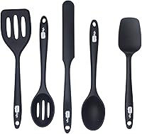 Vista 1 de Hello High - Juego de espátulas pequeñas negras de 5 piezas - Espátulas cortas de silicona compactas para hornear, cocinar y raspar tarros
