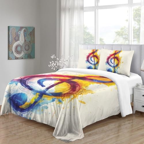 Parure de lit musique 200x200cm microfibre douce pour lit double facile à laver