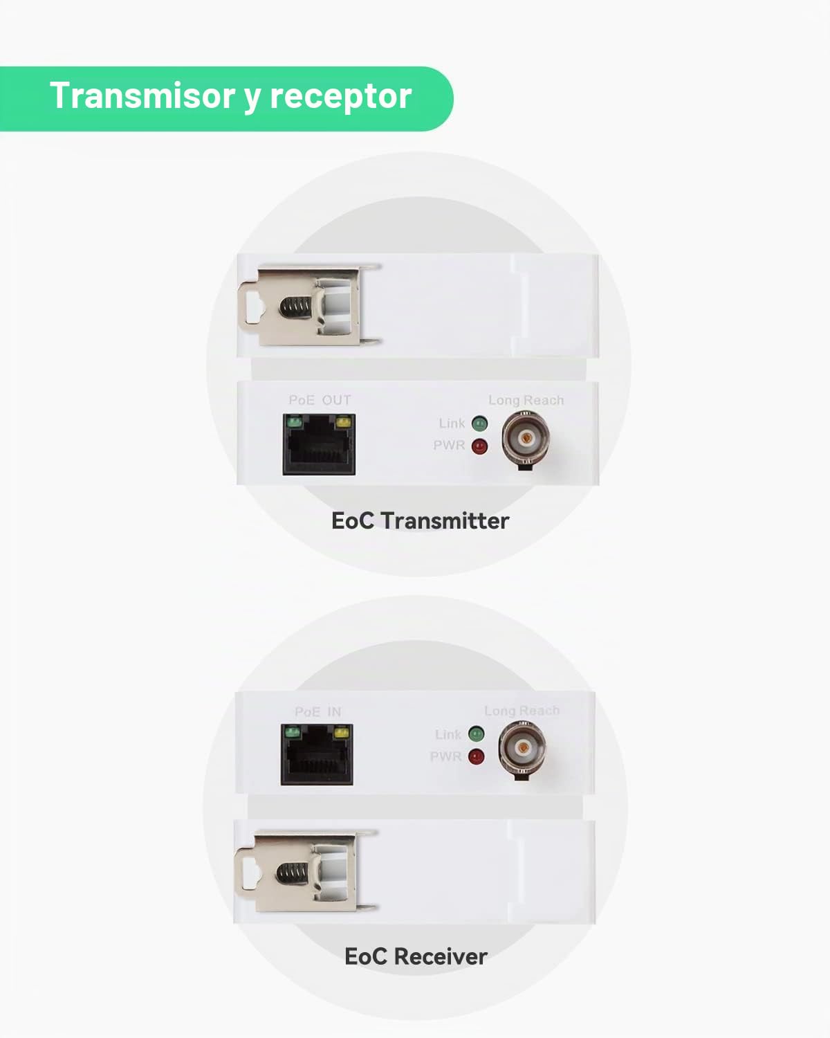 LINOVISION Convertidor PoE/Ethernet sobre coaxial EOC IP sobre coaxial MAX 1000 m de transmisión de energía y Datos a través de Cable coaxial RG59 Regular para actualizar el Sistema de vigilancia