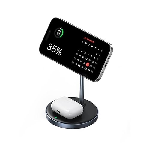 Immagine del prodotto UGREEN Supporto di Ricarica Magnetico 2 in 1, Stazione di Ricarica Wireless Caricabatterie iPhone con Cavo USB-C Compatibile con iPhone 15 Plus Pro Max 14 Pro Max, 13, 13 Pro, 12, 12 Pro, AirPods 3, 2
