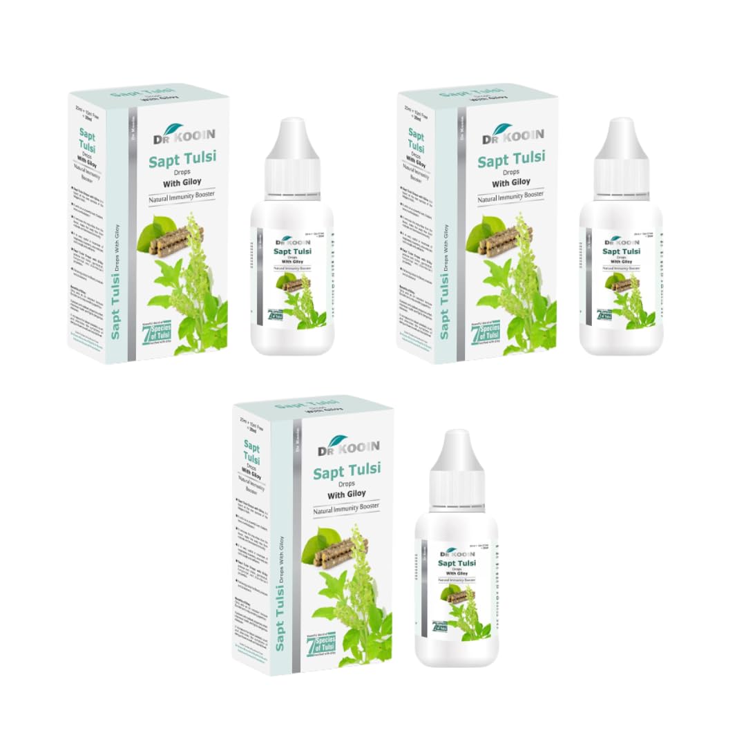 Dr KOOIN Sapt Tulsi Drops/Extract of Seven Rare Tulsi with Giloy for Natural Immunity Booster, Common Cough and Cold, Anti-Oxidant - 30ml (Pack of 3) (B0C85H4CPS) Amazon Price History, Amazon Price Tracker