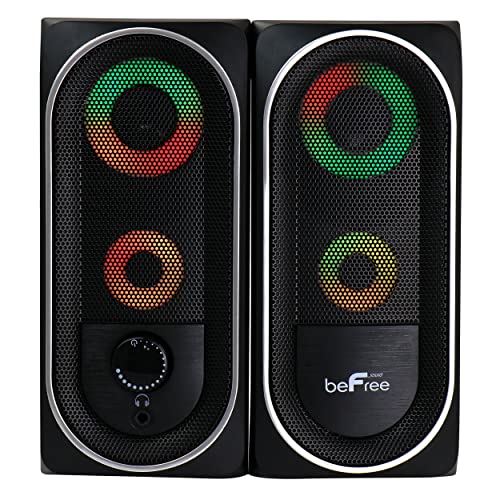 beFree Sound 2.0 Computer Gaming Speakers with LED RGB Lights, Black