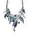 Moxeay Womens Vintage Crystal Rhinestone Leaves Bib Statement Collar Chain Necklace Earring Sets (Blue)