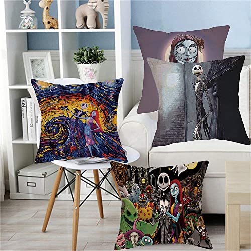 VFY 4 Pièces Taies d'Oreiller Cauchemar Avant Noël - Ensemble Housse de Coussin, Cadeaux, 18x18 Pouces Carré pour Canapé, Famille et Amis – vue 6