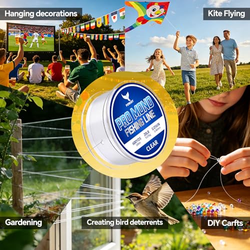 Image of Monofilament Fishing Line with Knot Guide Card, Tangle-Free Snap Ring for No More Mess, Low Memory Smooth Casting Nylon Mono String, 15 /20 /30 /50 /80LB, 220-1050 Yards