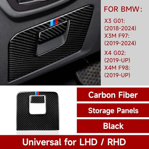 Image of Car Glove Box Trim Storage Box Decal Carbon Fiber Sticker fits for BMW X3 G01 X4 G02 2018 2019 2020 2021 2022 2023 2024 Accessories