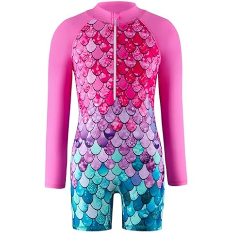 NIUAOAO Mermaid Long Sleeve Swimsuit for Girls Cover