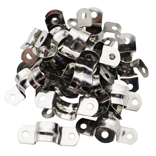 Sipery 30Pcs Two Hole Strap U Bracket M20 Rigid Pipe Strap Clamp 304 Stainless Steel Tube Strap Tension Clips Fit for 0.78 inch Pipes