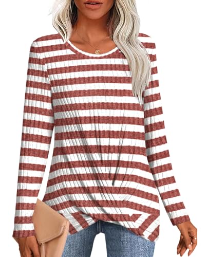 Image of HOTGIFT Women's Pullover Sweaters Winter Tunic Tops Long Sleeve Crewneck Shirts Casual Comfortable Blouse
