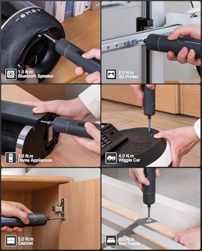 Fanttik S2 Pro Electric Screwdriver, Cordless Screwdriver Set, 7 Torque Settings, 0.5 to 6N.m, 20 Magnetic Bits, 1/4''Hex Shank, with 90° Angle Adapter, for Furniture, Household Repairs