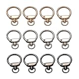 TiSuit 12pcs Round Spring Snap Hooks Swivel Ring, Carabiner Clips Eyelet O Rings Buckle for Bags Belts Purses Keychain DIY Accessory
