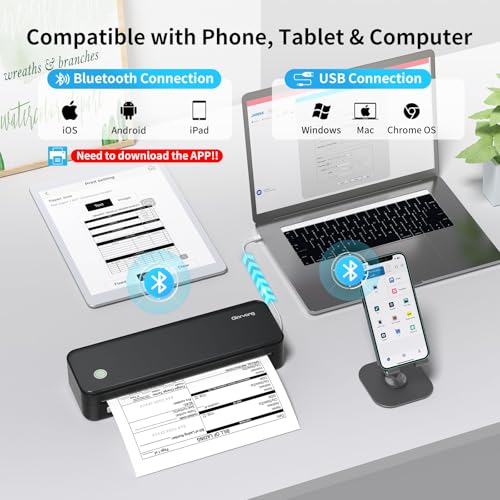 Gloryang Inkless Portable Printer for Travel, Wireless Thermal Printer Supports 8.5 x 11 Inch Thermal Paper, Bluetooth Machine Includes Carry Case and 3 Rolls of Paper Kit, Black - Image 5