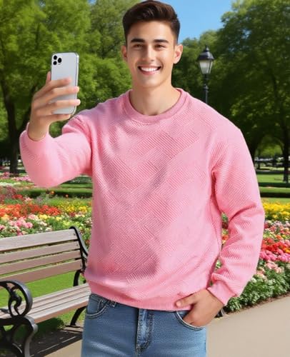 Men's Crewneck Sweatshirts Long Sleeve Pullover Crew Neck Sweatshirt Geometric Texture Casual Sweat Shirt3