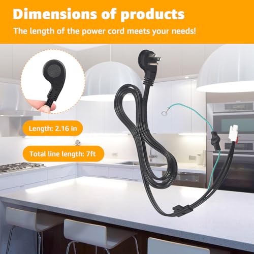 Image of Upgraded Refrigerator Power Cord 3903-001003 3903-000519 - Compatible with Samsung RH29H8000SR /AA-00, RF261BEAEWW /AA-01 etc - Replacement Fridge Cord for Models 3903-000786, 3903-001013, 3903-000796